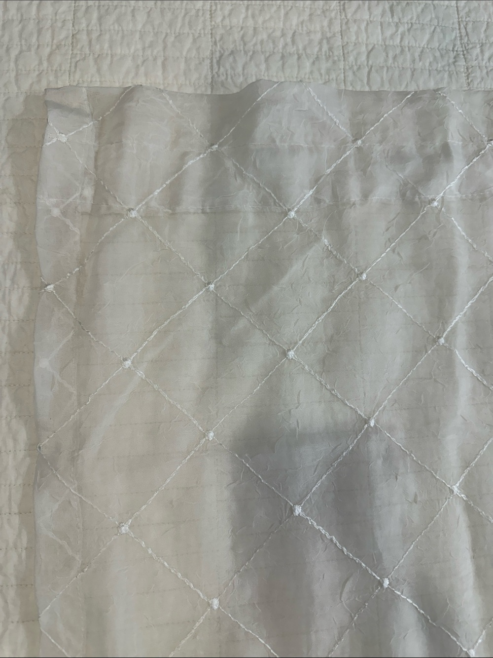 Vintage Sheer Lace Curtain Panels Set of 2 Scalloped Embroidered Cream 40x87 - Picture 4 of 7